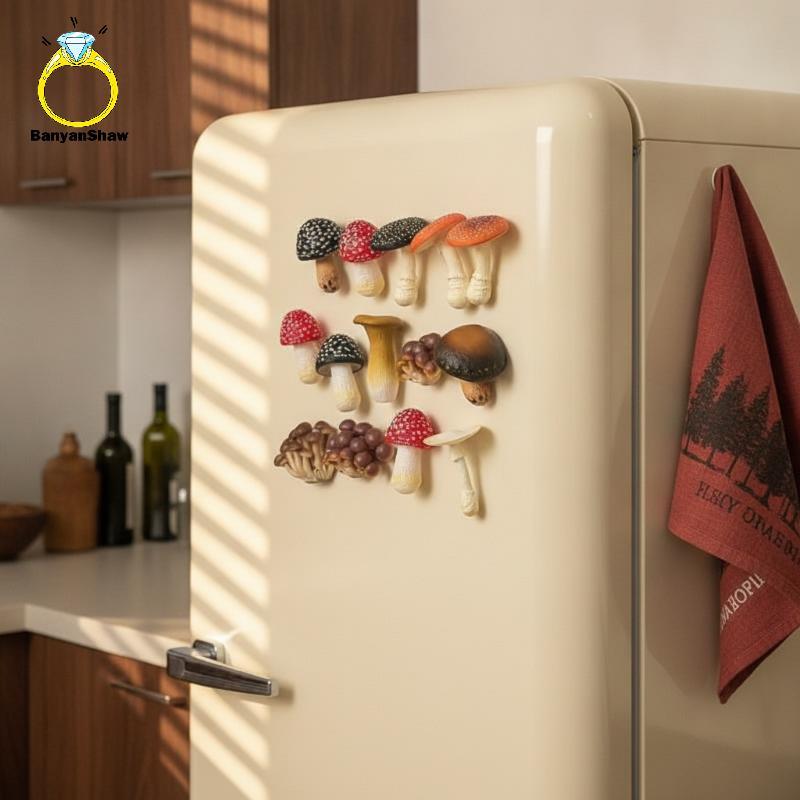[BANY] Ímãs De Geladeira De Cogumelo De Resina De Desenho Animado 3D Textura Realista Design Simulado Fofo Decoração De