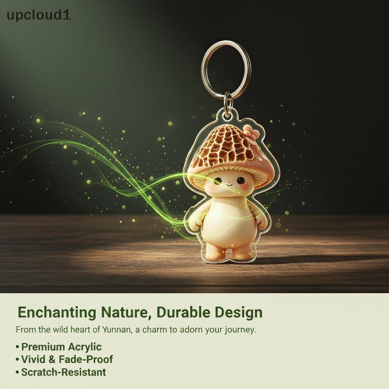 [upcloud1] Chaveiro De Acrílico De Cogumelo De Desenho Animado Kawaii Fofo Design De Cores Vibrantes Bolsa Portátil Deco