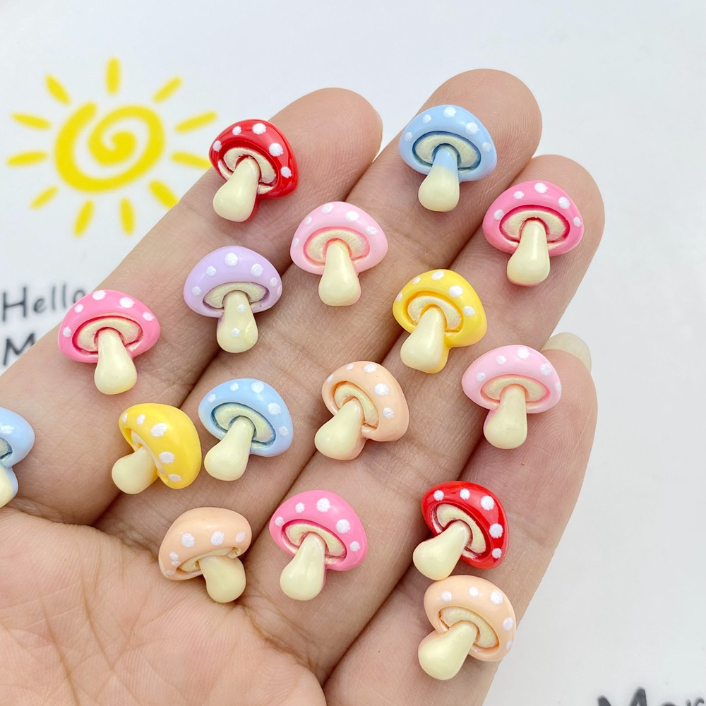 30 Peças de Manicure Cogumelos Coloridos Fofos de Manicure Cogumelos Coloridos 3D Desenho de Flores Fofos Manicure Acessórios de Manicure de Resina de Bricolagem Decoração