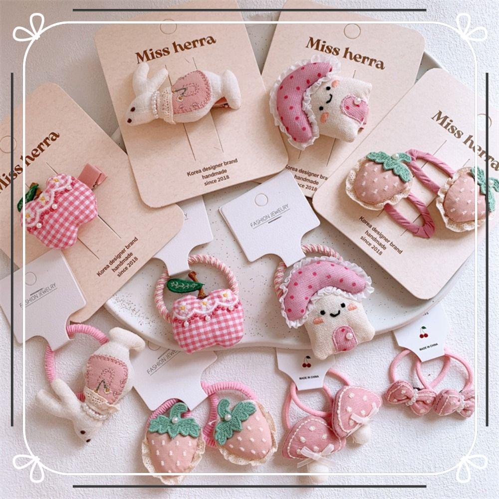 Grampos De Cabelo , Laço De Algodão Elástico , Suporte Boneca De Desenho Animado De Cogumelo Fofo Para Meninas