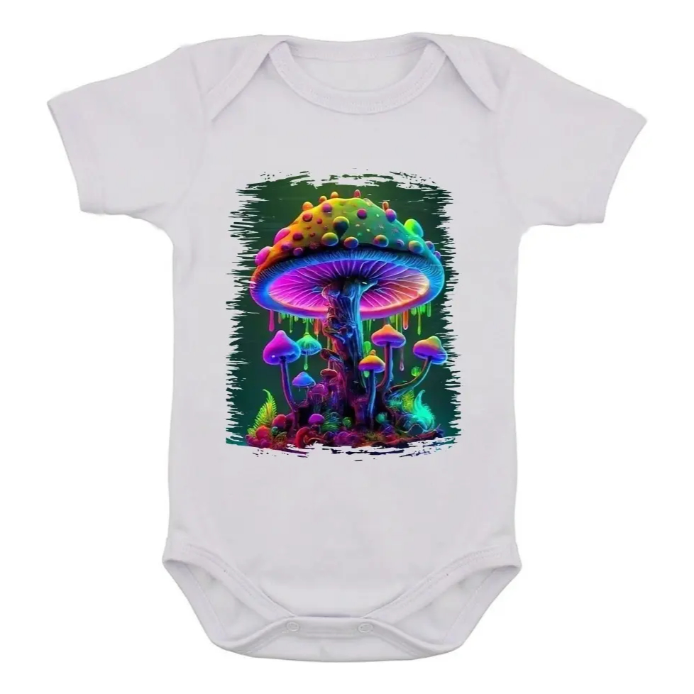 Body Infantil Cogumelo Paisagem Desenho Fofo Bebê 02