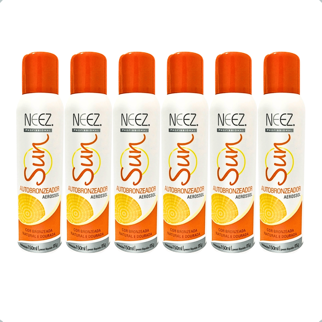 Kit 6un Spray Autobronzeador Sun Aerosol Bronzeado Natural Sem Sol Neez
