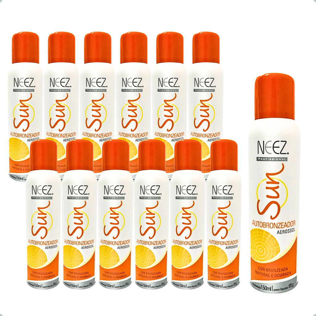 Kit 12 Un Spray Autobronzeador Sun Aerosol Bronzeado Natural Sem Sol Neez