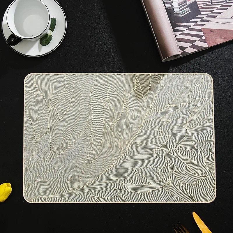 1Pc 45x30cm Retangular Pena Padrão Mesa Jantar Placemat Isolamento Nordic Luz Luxo Anti Deslizamento Esteira