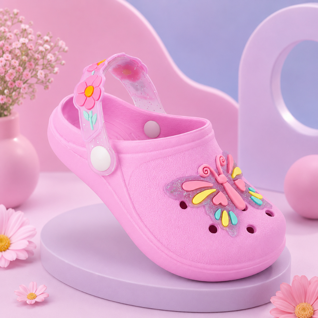 Babuche Infantil Menina Levinho Macio Volta As Aulas Sandália Feminina Kids Borboletinha Florzinha