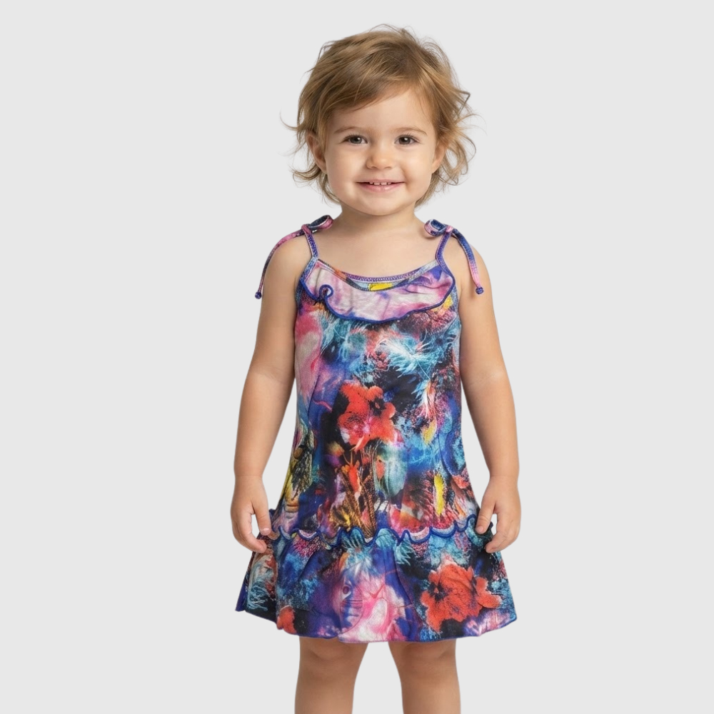 Vestido infantil bebe com Babado, hora da brincadeira dia no parque, tecido levinho bem fresco