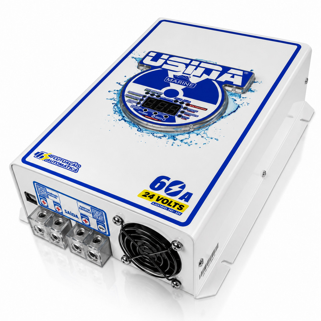 Fonte E Carregador De Bateria Usina Marine Connect 60A 24V