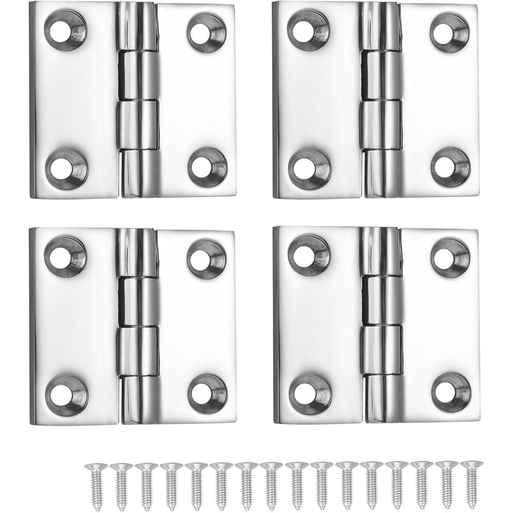 Heavy Duty Marine Boat Hatch Hinges 316 Stainless Steel, 2 x 2 Inch, Sturdy Deck Cabinet Door Hinges with Screws (Pack o