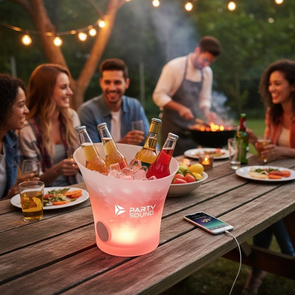 Balde Premium para Bebidas com LED + Caixa de Som – Estilo, Som e Refrigerantes Em Um Só Produto! 🥂🔊