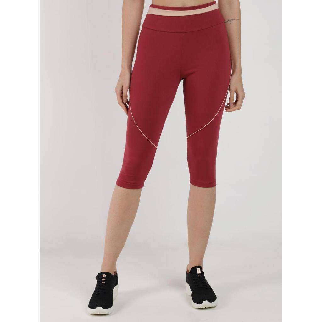 Calça Corsário Suplex Vels Feminina VINHO/VINHO/AREIA