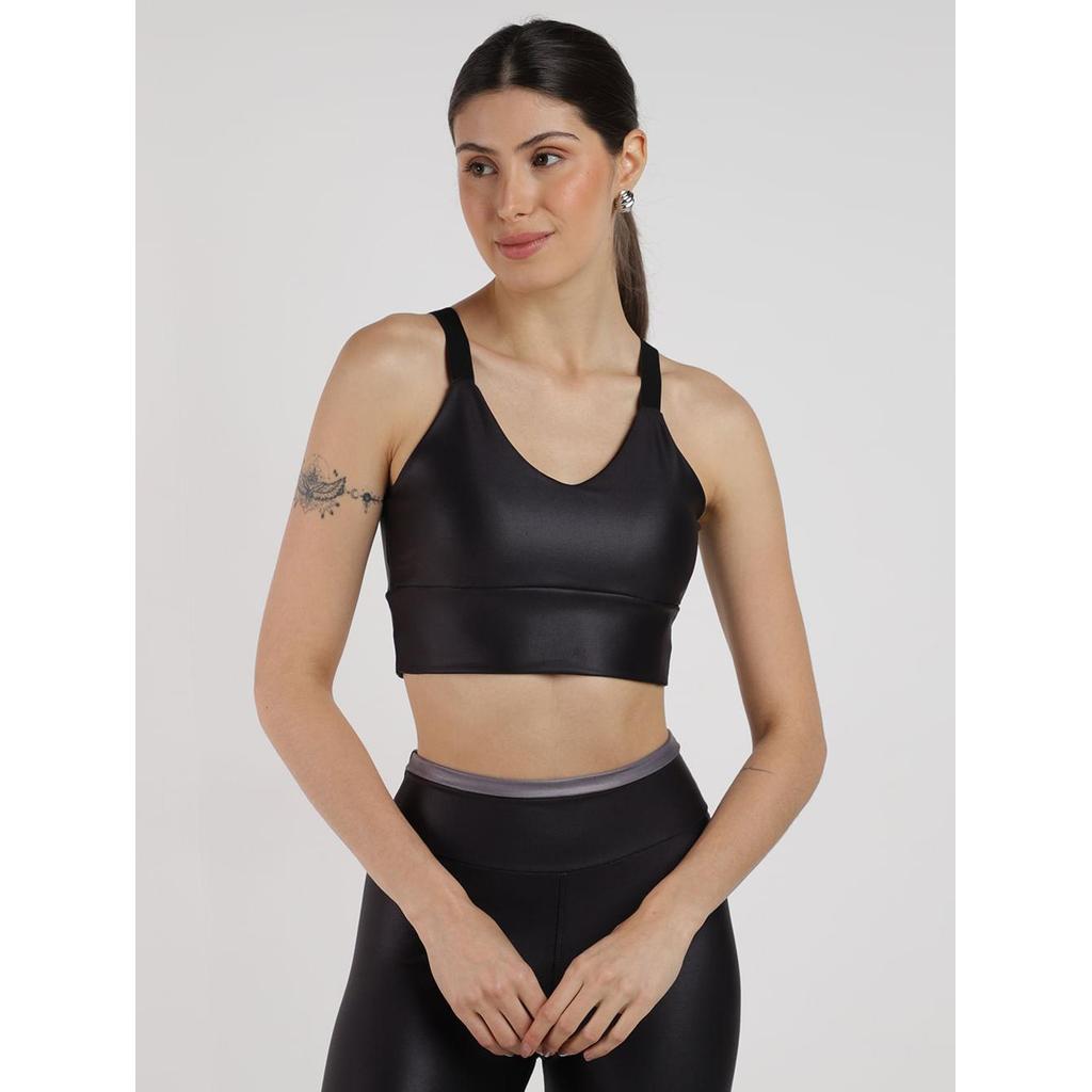 Top Fitness Cirrê Vels Feminino PRETO
