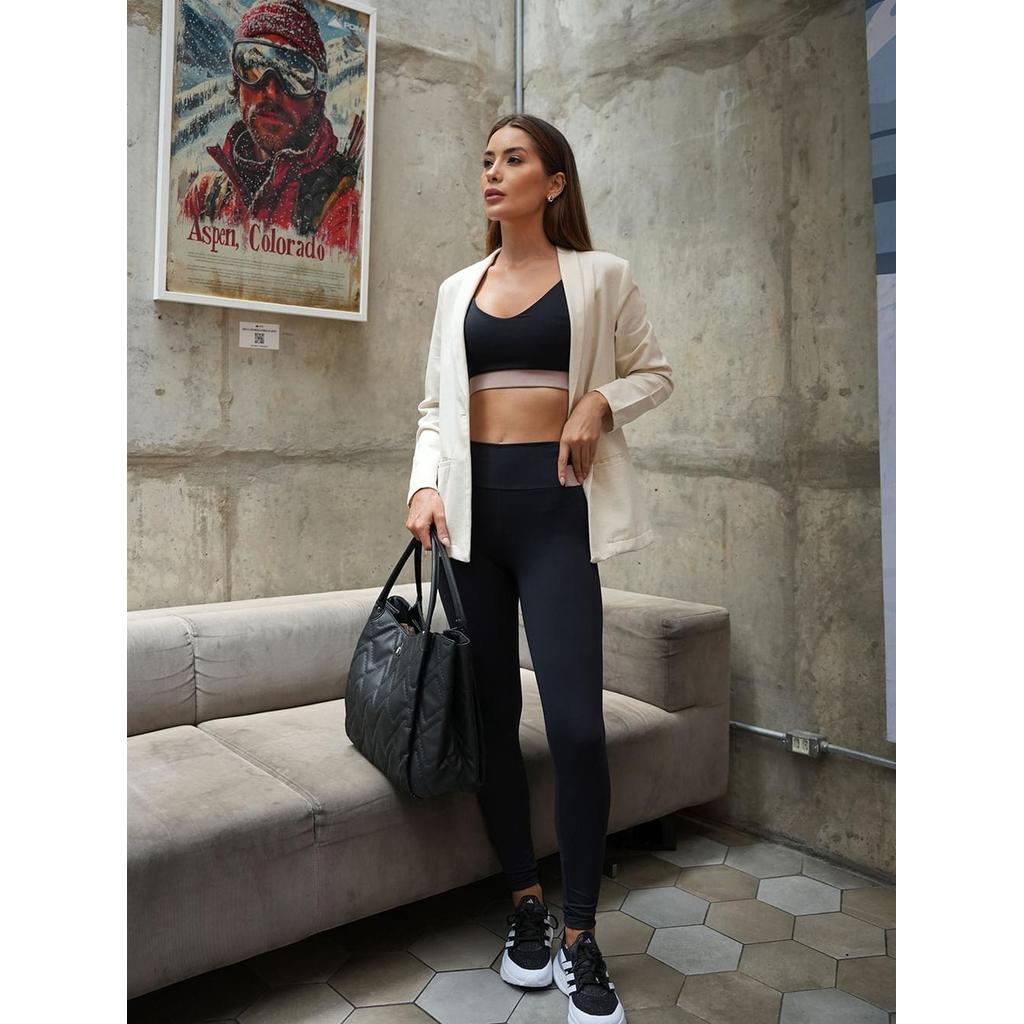 Top Fitness Feminino Vels Poliamida com Bojo Removível Preto
