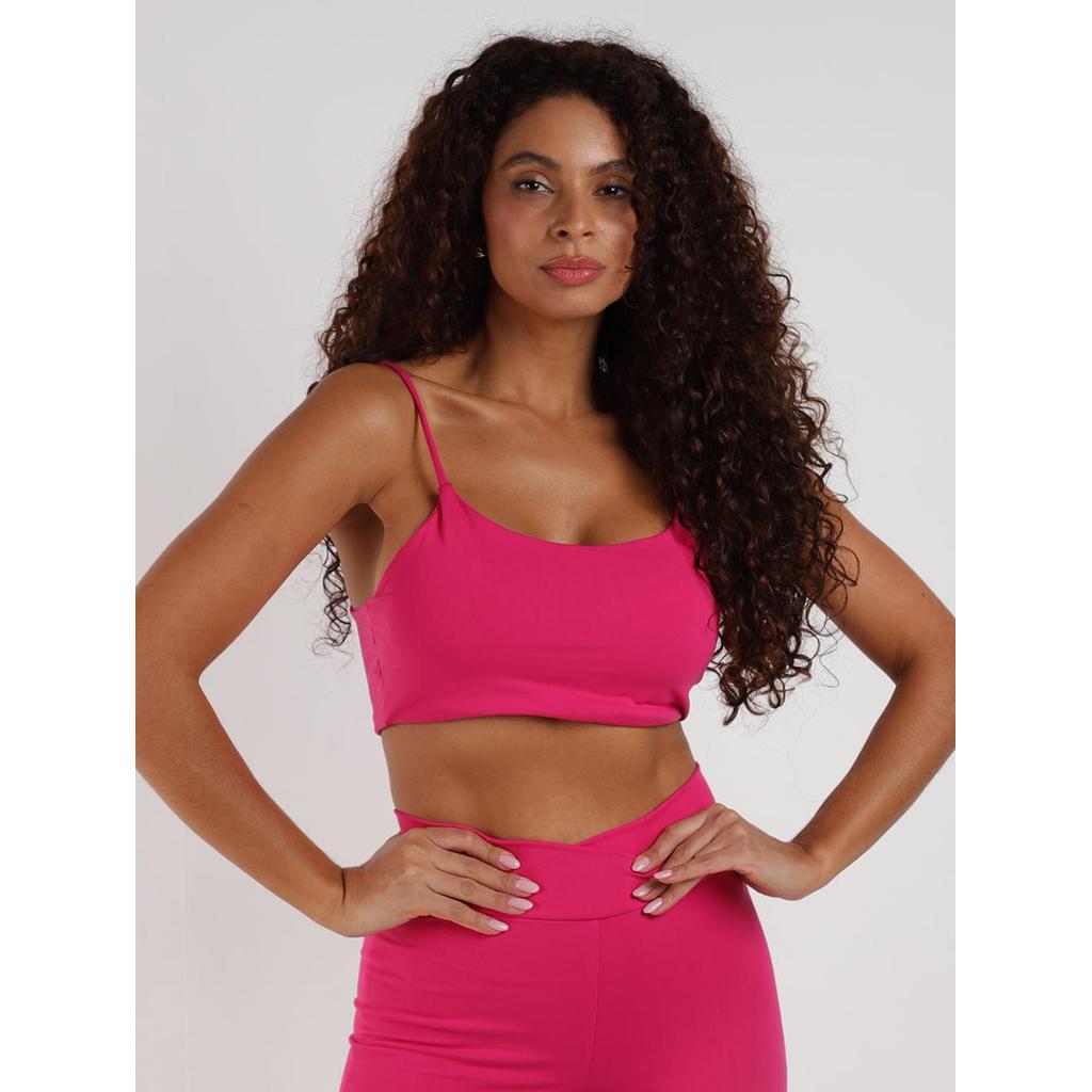 Top Fitness Poliamida Alças Finas Vels Feminino PINK