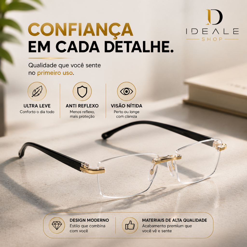 Óculos Zoom Inteligente Ultra Leve Anti Reflexo Conforto Visual Para Leitura e Celular