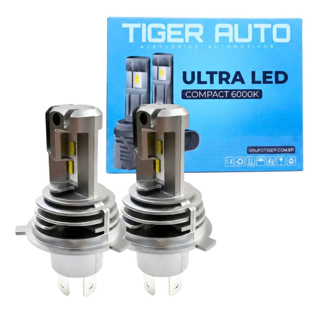 Lâmpada Ultra Led H4 Tiger-auto 10000 Lumens Original