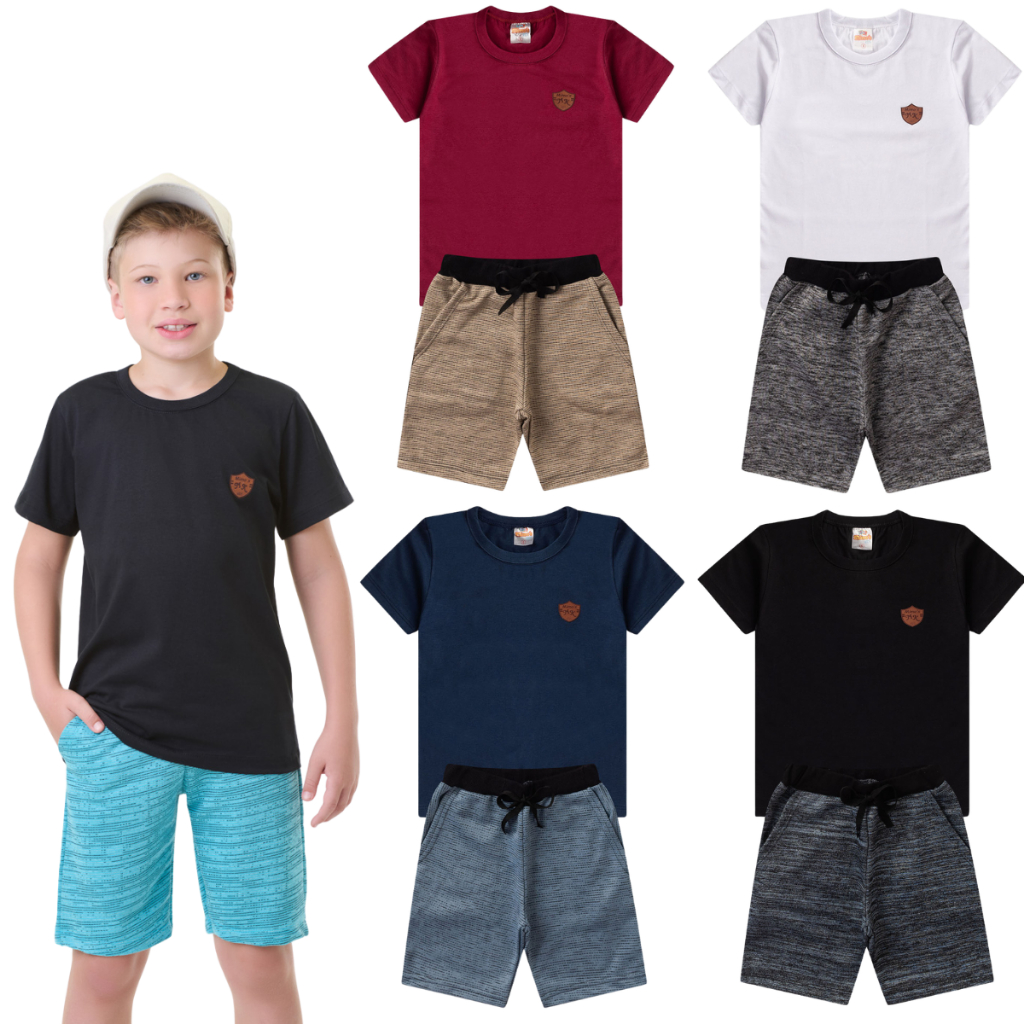 Kit 2 Conjuntos Sortidos Masculinos infantil verão 1 ao 14 anos