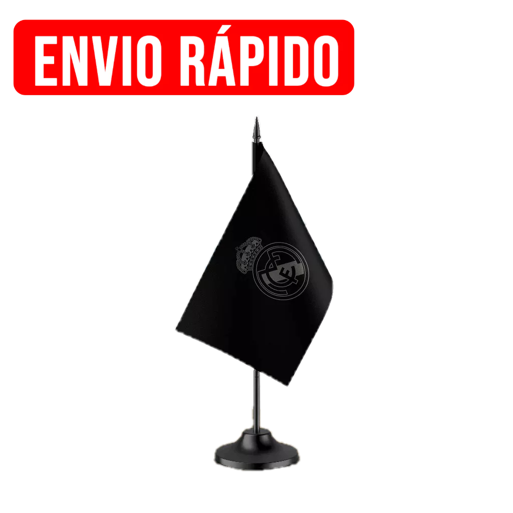 Bandeirinha de Mesa Real Madrid Personalizada 12x20cm | Cetim Sublimado, Haste 28cm, Decoração e Torcida Madridista