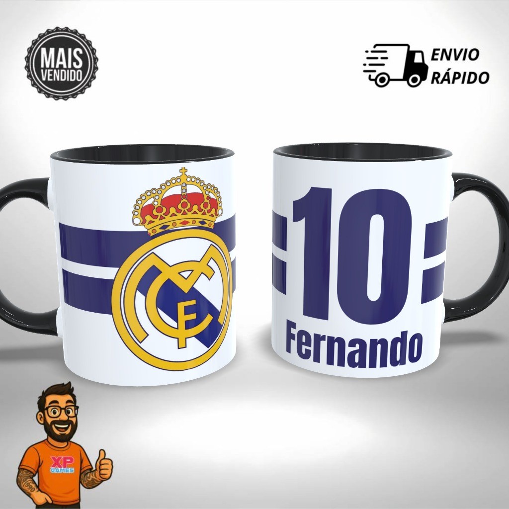 Caneca Personalizada Com Nome  Real Madrid -  Presente Único e Criativo