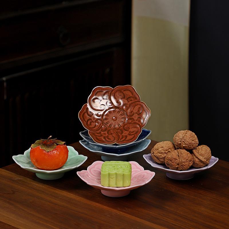 Estilo chinês estilo chinês cerâmica Ruyi Coaster pires de frutas refresco pastelaria prato de frutas placa de casamento