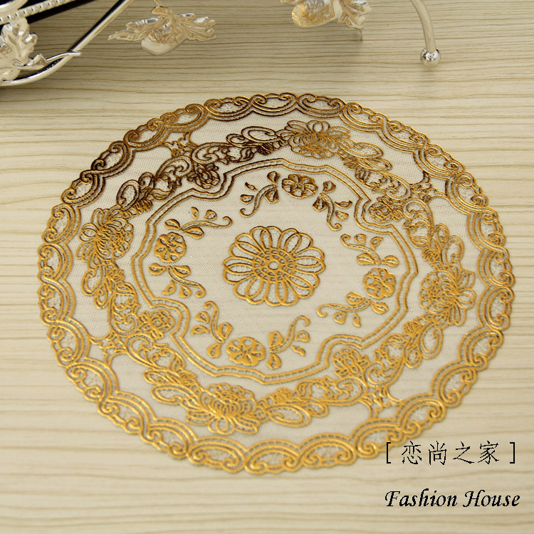 Porta-copos de PVC dourado, almofada de isolamento de plástico, porta-copos de café, vaso, placa de frutas, 20*20CM, 30*