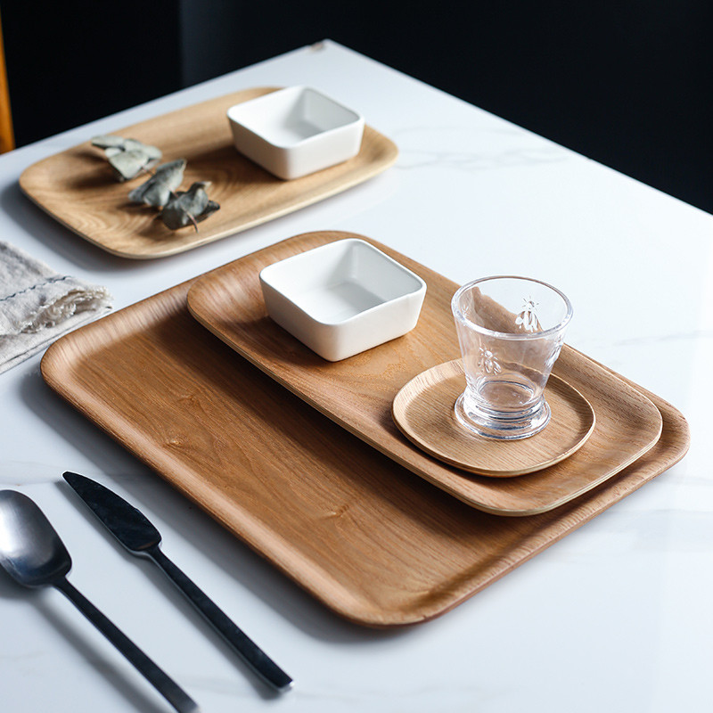 Cerâmica pires macio prato de salada de madeira bandeja de chá prato de frutas japonês Coaster retangular placa de madei