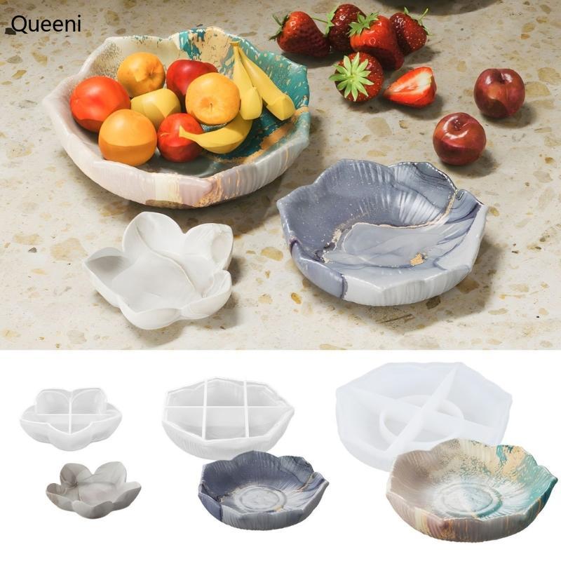 Queeni Resina Epóxi Placa Frutas Molde Bandeja Flores Silicone Fazendo Para Casa E Festas Jóias Pr
