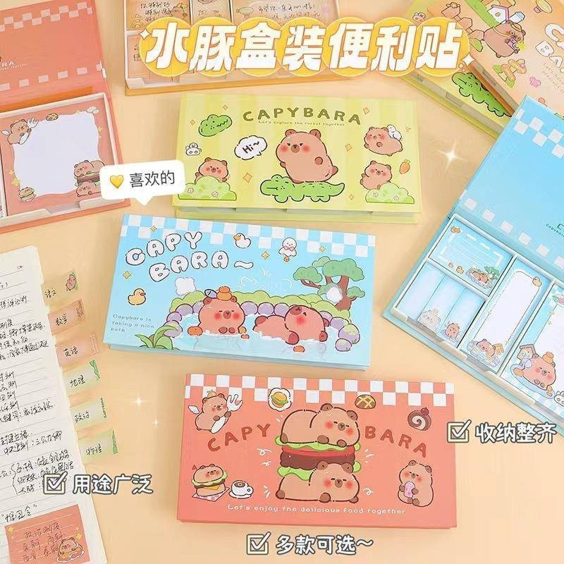 480Zhang/Box Cartoon Capybara Cute Animal Party Sticky Notes Task List Book Cute Office Planner Korean-style decoration