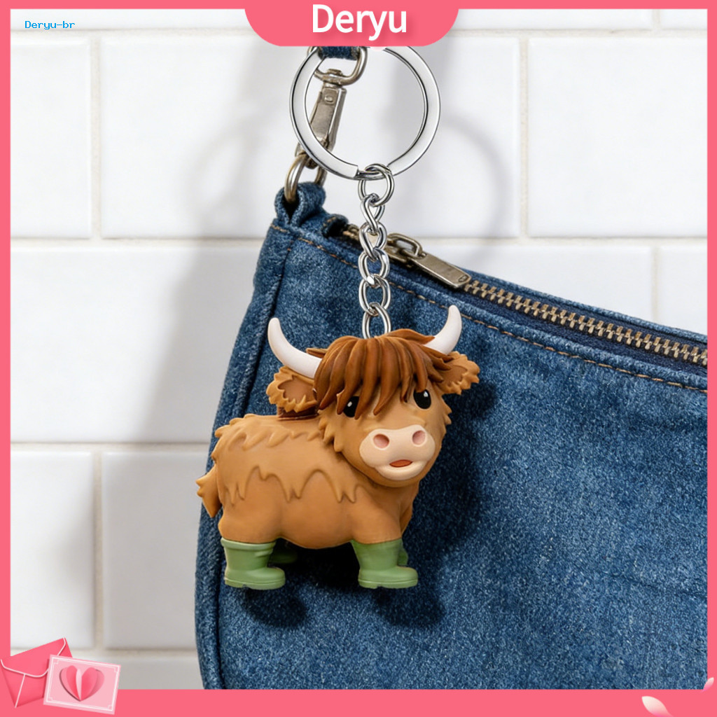 Animal Keyring Highland Cow Keychain Pendant Cute Country Style Hanging Charm for Bags Backpacks Car Keys Home Decoratio