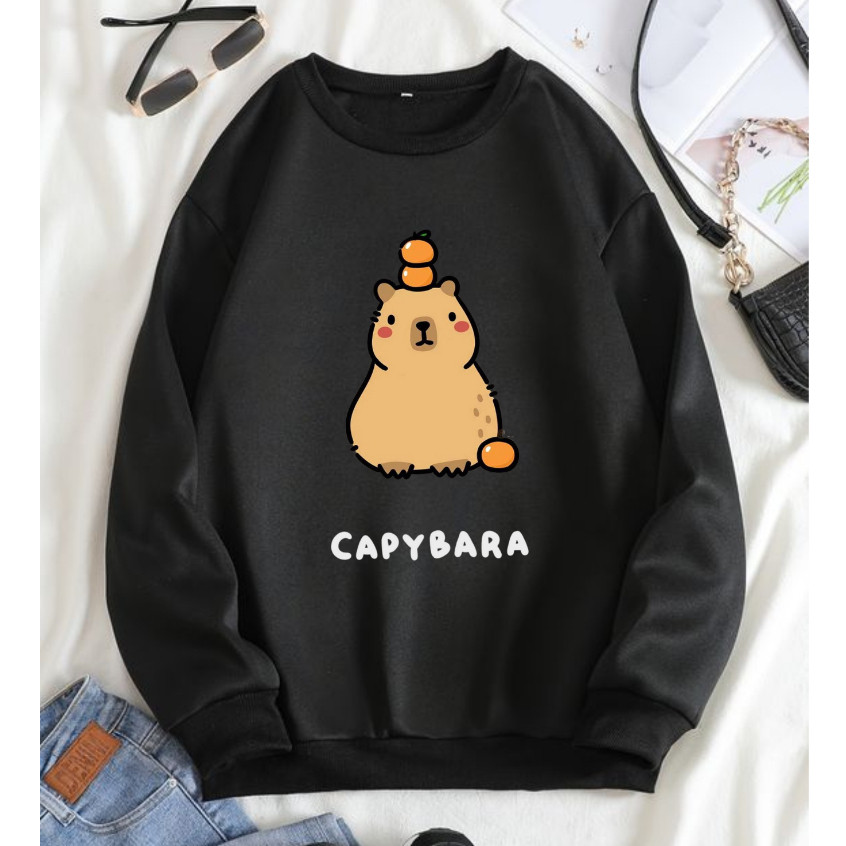 Lindo Moletom Tumblr Tendência Capybara Capivara Fofa Cute Moletom Gola Careca Moda Brasileira Nacional Animais Tumblr 2