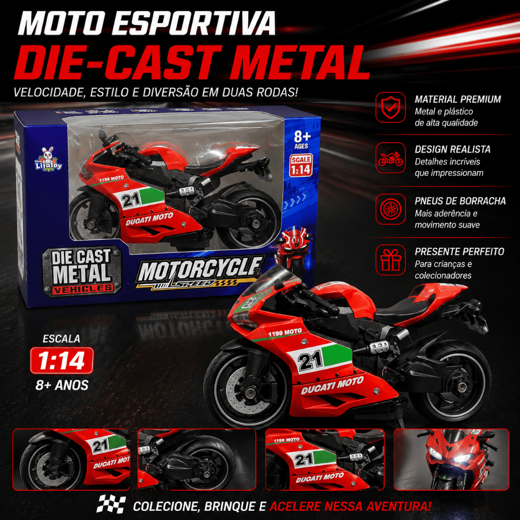 Moto De Brinquedo Miniatura Die Cast Metal Escala 1:14 Modelo Miniatura Moto Coriida Esportivo
