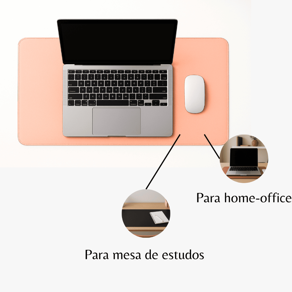 Desk Pad Grande Couro Nude Feltro Costurado Básico