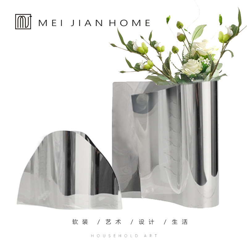 Modern creative geometric vase for flower arrangements, living room, entryway, dining table, model home decorations, TV