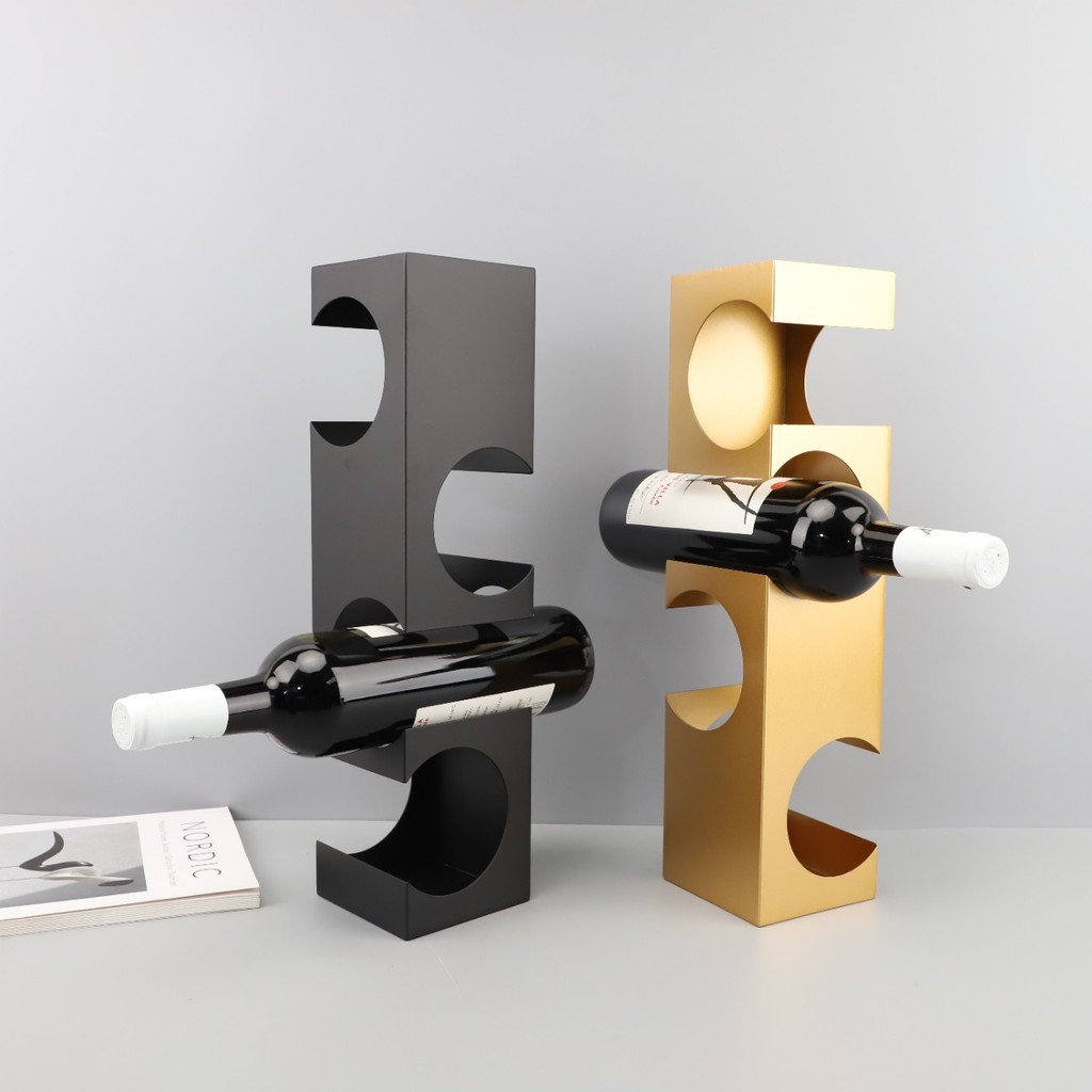 OFZC Modern minimalist creative geometric metal wine rack TV cabinet dining room wine cabinet tabletop entryway decorati
