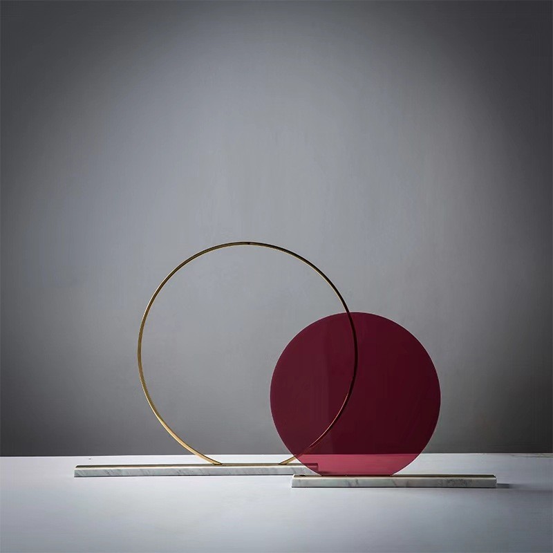 H3UA Creative geometric decorative pieces in modern style, light luxury model home marble circle ornaments, geometric cr