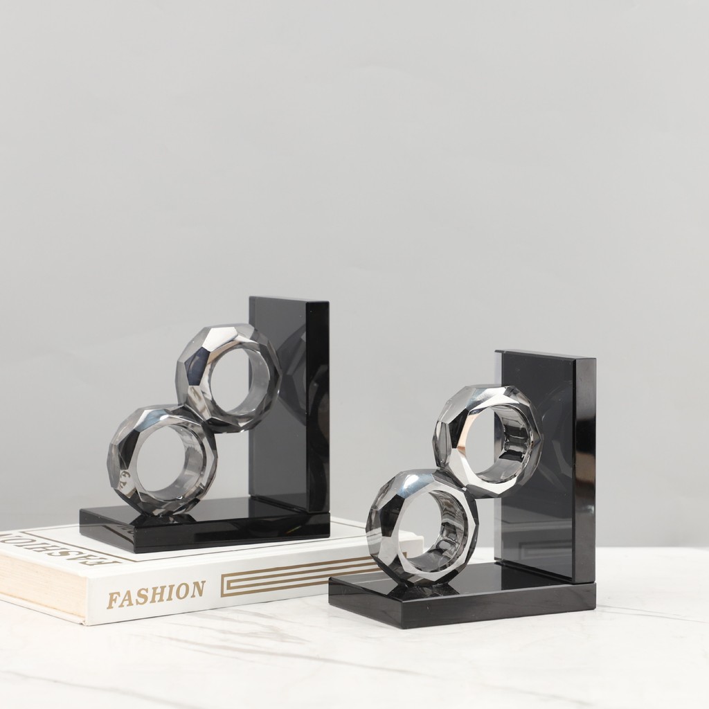 XDEB Modern minimalist creative geometric crystal bookends, desktop ornaments for living rooms, studies, bedrooms, and m