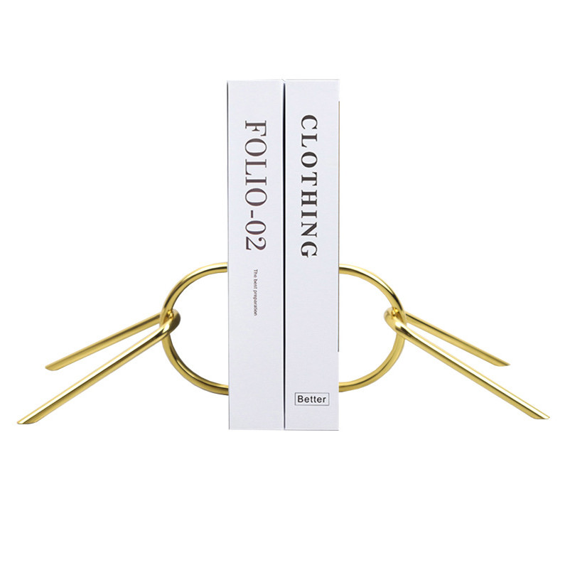 4XIL European-style modern creative geometric metal bookends, home decor for living rooms, model rooms, coffee tables, a