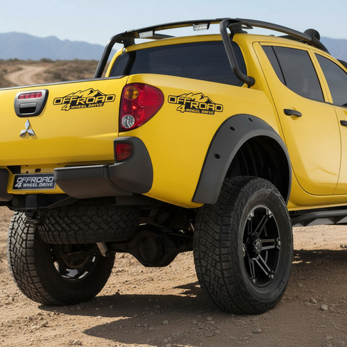 3 Adesivos 4x4 Off Road Pickup Triton Frontier S10 Jeep  Preto