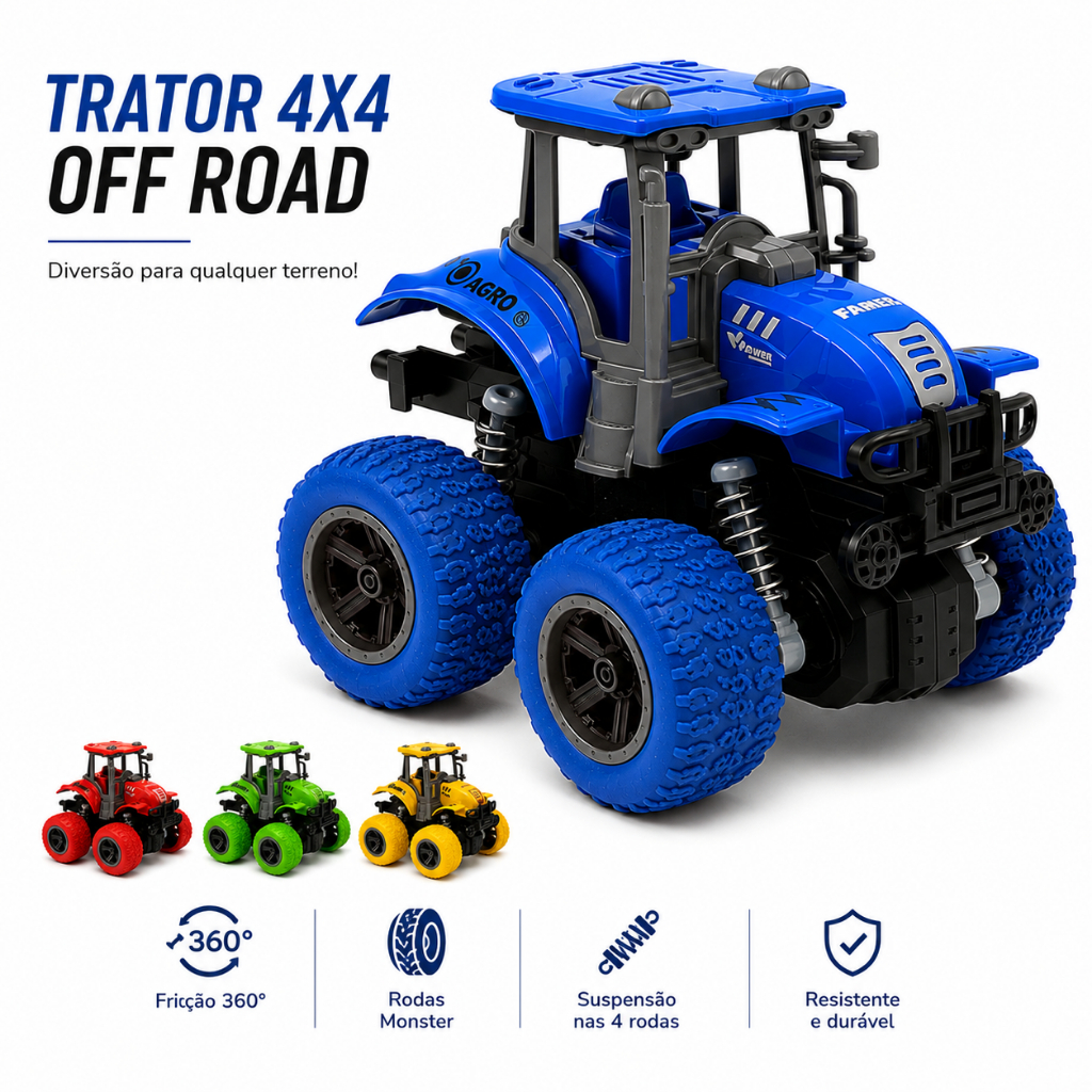 Tratores Infantis 4x4 Off Road Fricção 360° Rodas Monster Com Suspensão Nas 4 Rodas Original