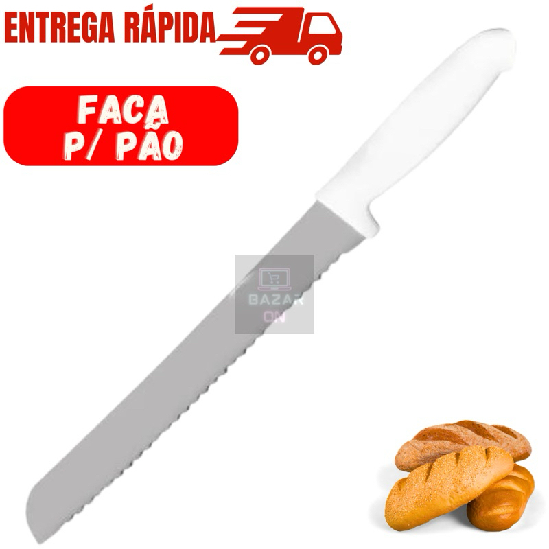 Faca Para Pão Com Serra Aço Inox Cabo de Madeira Original Resistente