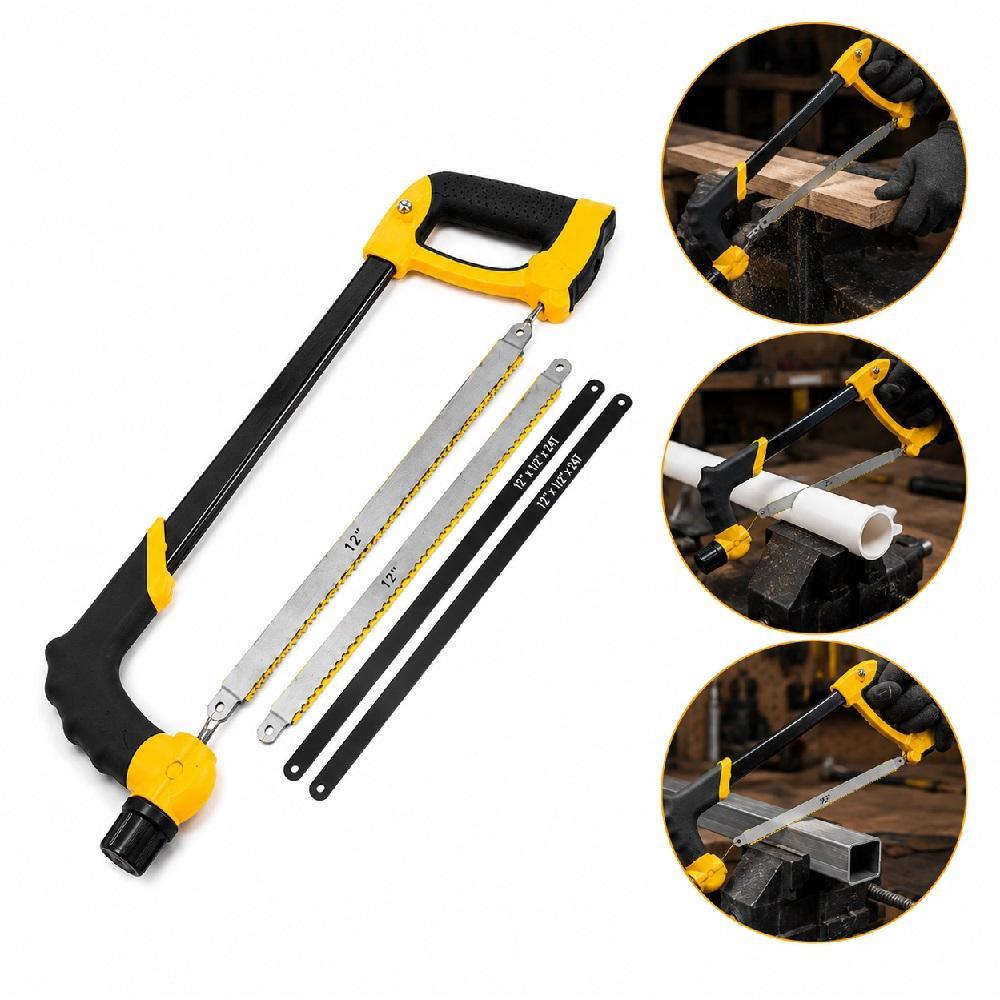 ARCO DE SERRA PROFISSIONAL KIT 4 EM 1 MADEIRA METAL PLASTICO MANUAL AJUSTAVEL FERRAMENTA MARCENEIRO 4 LAMINAS CABO EMBOR
