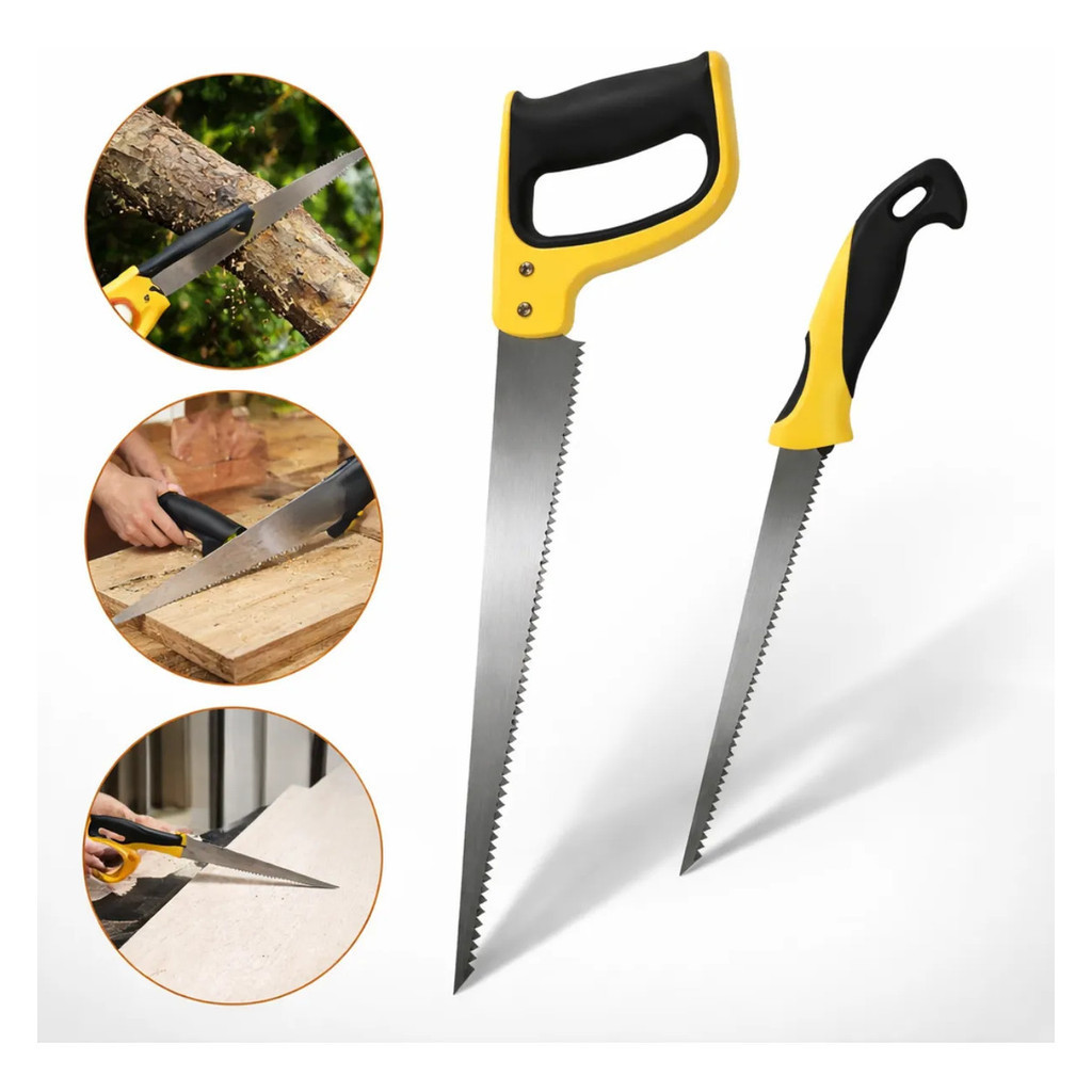 Kit Serra Madeira Drywall Jardinagem Manual Cabo Ergonômico Alta Resistência