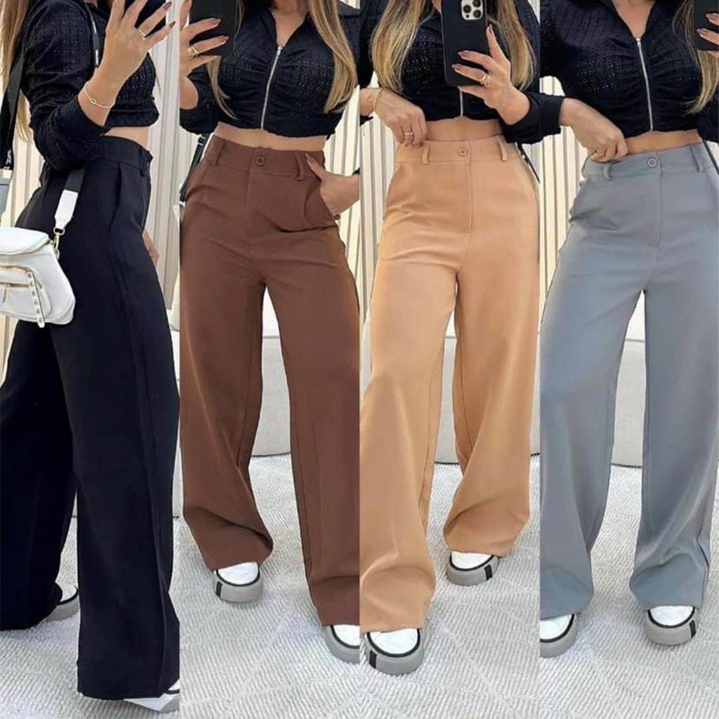Calça Pantalona Feminina Alfaiataria Premium com Bolso – Social Moderna PROMOÇÃO – Ideal para Trabalho e Dia a Dia