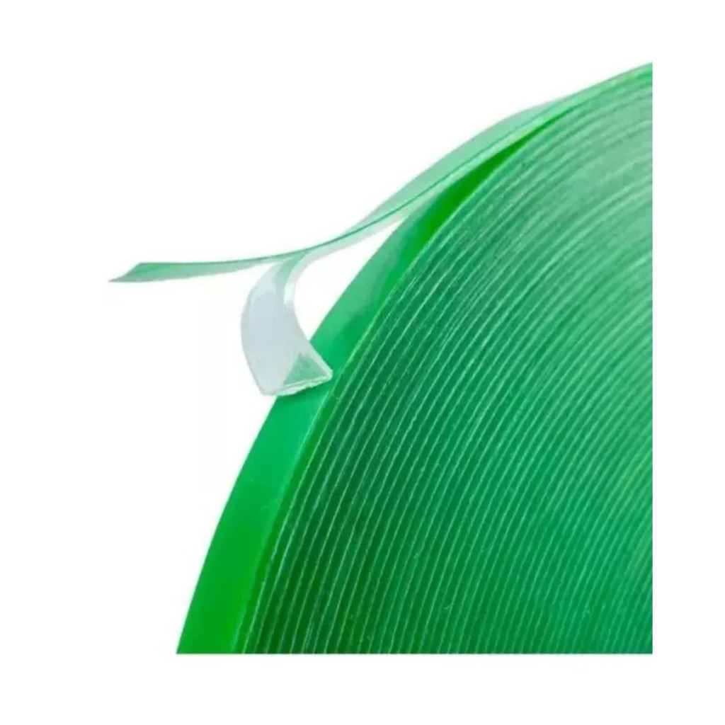 Fita Dupla Face Massa Acrílica Fixação 09mm X 20m 0,7mm Verde