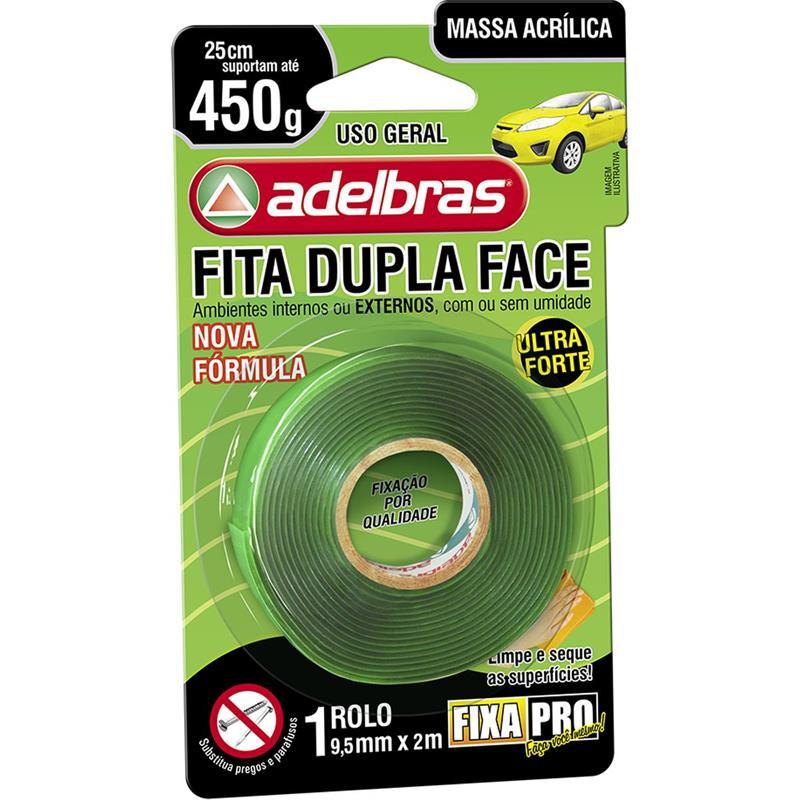 Fita dupla face ADELBRAS massa acrílica 9,5mm x 2m