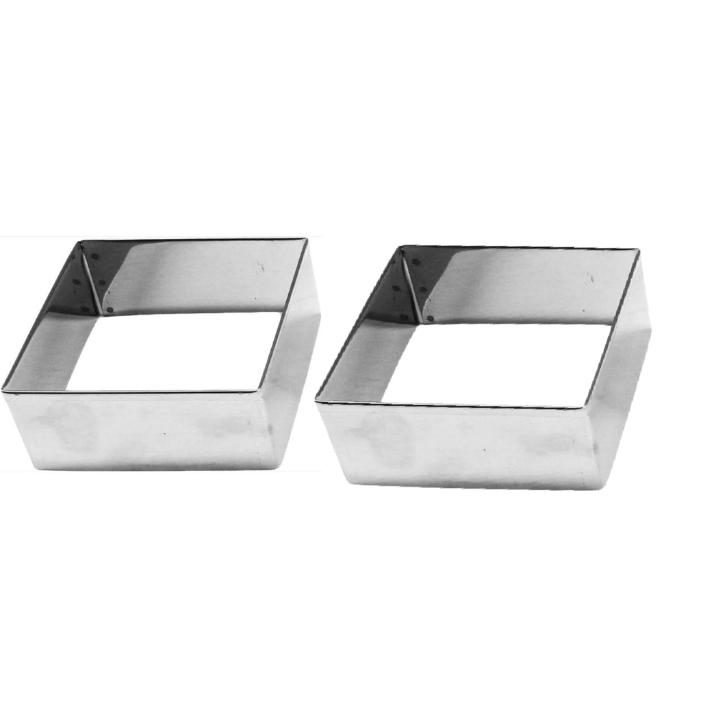 2 Cortador Modelador Quadrado 05x05x3cm Brownie Bolos Massas Cozinha