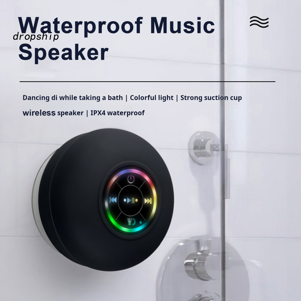 Waterproof Speaker Music Bluetooth Shower with Led Light Portable Wireless Stereo Player Ipx4 Splash-proof Stable Connec