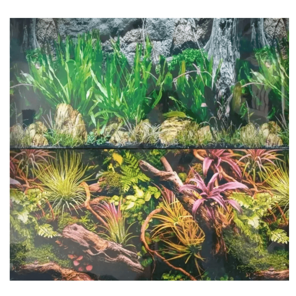 Papel De Fundo Decorativo Aquários 90cm x 60cm Painel Mar Marinho Agua Doce Duas Paisagens Dois Lados Enfeite Ornamento