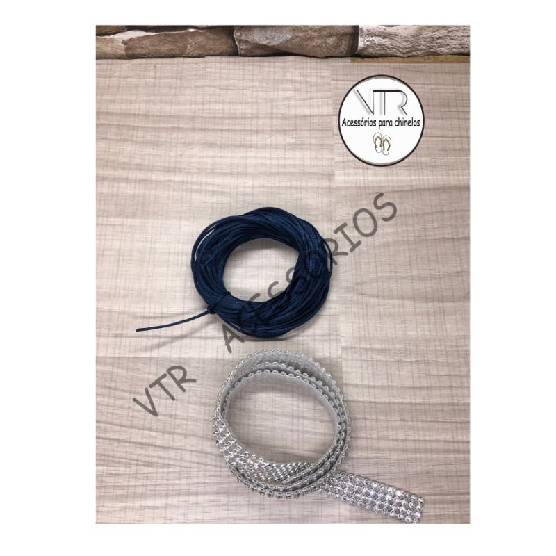 fio de cetim 1mm azul marinho  12 metros + manta de stress 60cm