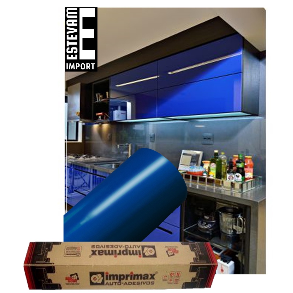 Adesivo Envelopar Armario Cozinha 60cm X 1m - Azul Marinho