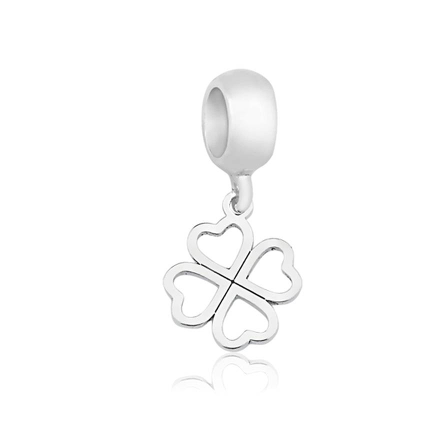 Berloque Prata 925 Legítima Pingente Trevo II Com Garantia Compatível com todas Pulseiras Berloques